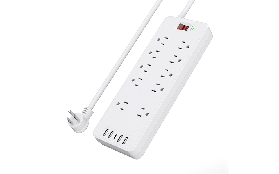 SL-810S USA Household 10-Ways Outlets Power Strip Surge Protector with 1.8m/6ft 