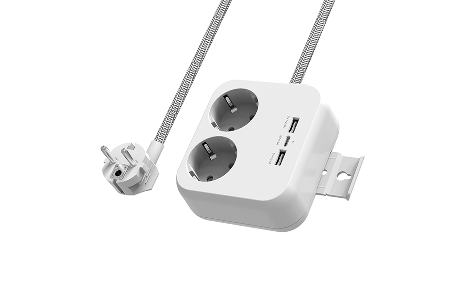 SL-802EH-2A1C Portable?Power Strip 2 Way Outlet EU Plug Power Socket USB Power